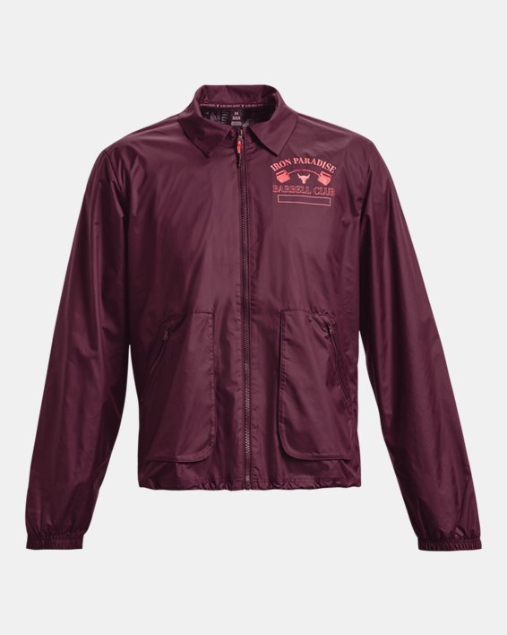 Men's Project Rock Iron Paradise Jacket in Maroon image number 5